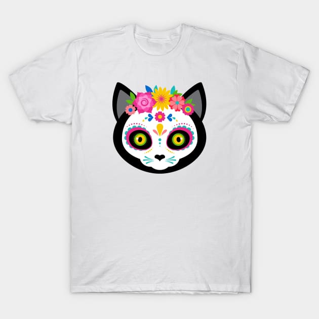 Skull Cat Design T-Shirt by Creativity Haven